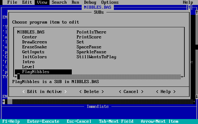 Subroutine/Function Selection