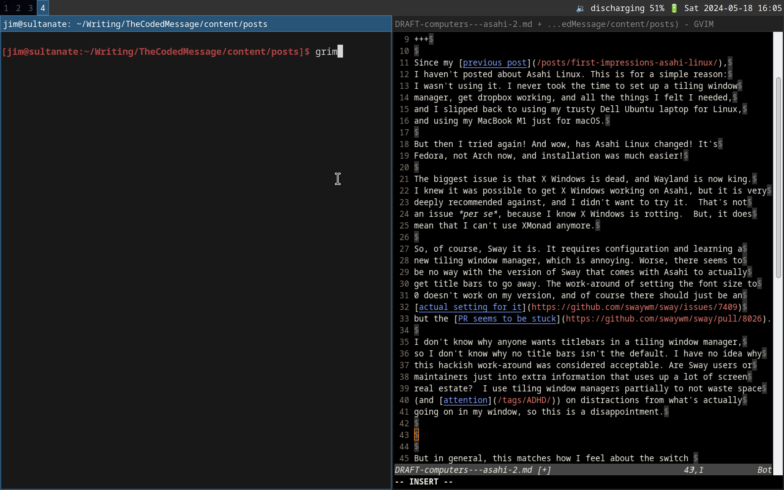 Screenshot of Sway